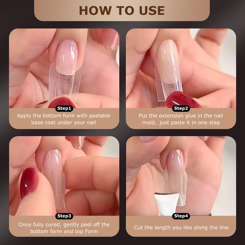 C12rtive Sandwich Nails Dual Forms,280Pcs Reusable Nail Extension Forms with Silicone Polygel Stick,Easy Demolding & Intuitive Operation for DIY & Professional Use