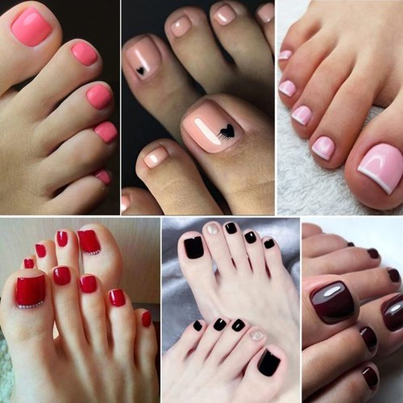 LoveOurHome 576pc Press on Toenails Women Fake Toe Nails Tips, Gel Glue on Toe Nails Press on Nail Short Square Fake Toenail Artificial False Toenails Stick Pedicure 24 Colors Acrylic Toenail Tip