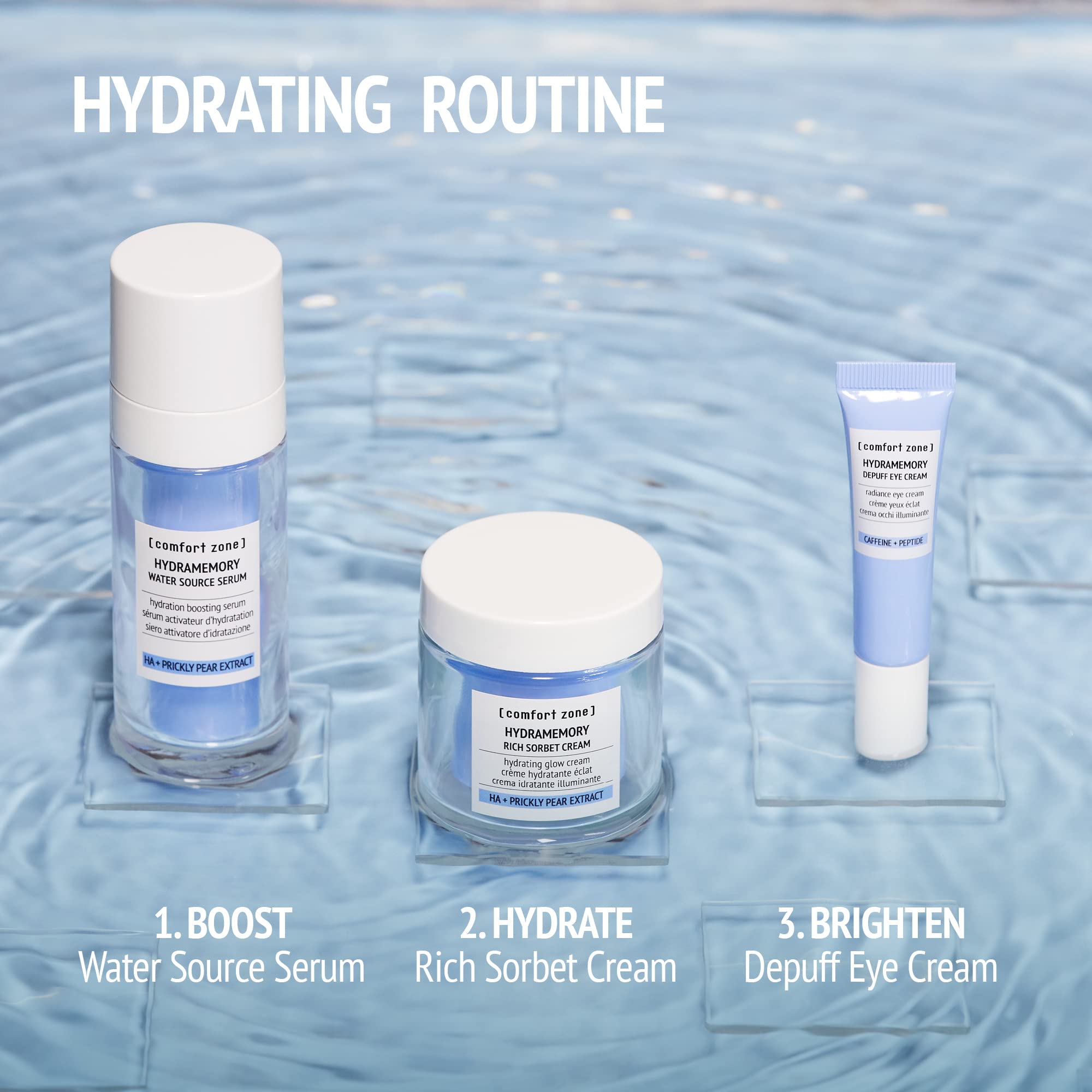 [ comfort zone ] Hydramemory Rich Sorbet Cream + Refill Set| Hydrating Glow Cream For Long-Lasting Moisturized, Firm And Radiant Skin | All Day Softness