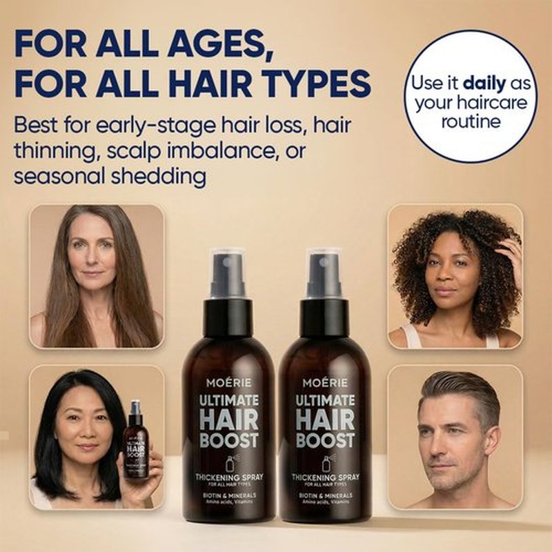 Moerie Hair Growth Serum Spray - Biotin & Rosemary Formula for Hair Regrowth | Unisex Thickening Solution