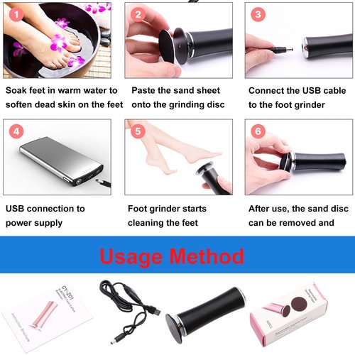 Electric Foot Callus Remover,LXIANGN Electronic Foot File Grinder with Speed Adjustable and 60pcs Replacement Sandpaper Discs,Pedicure Foot File Sander for Men Women Dead Cracked Hard Skin Calluses
