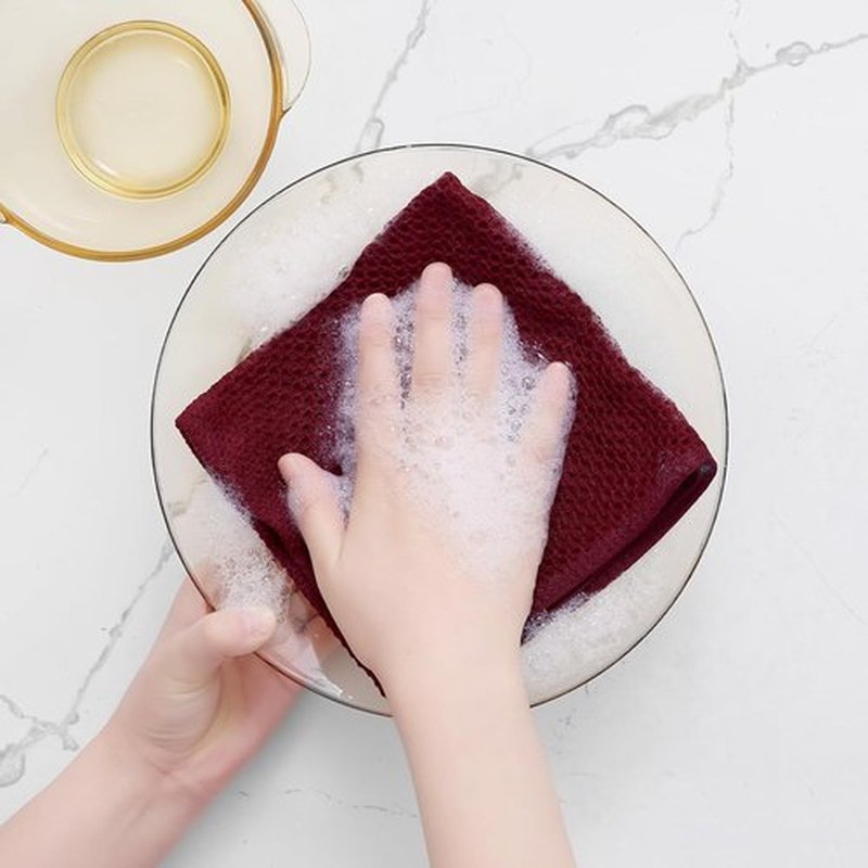Homaxy 100% Cotton Dish Cloths - Ultra Soft, Absorbent & Quick Drying | 12x12 Inches, 6-Pack, Burgundy
