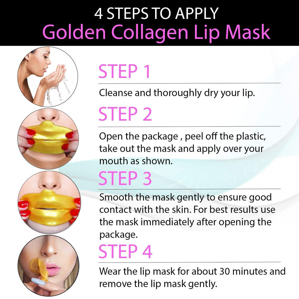 Jakuva 30PCS Moisturizing Collagen Lip Masks, Sleeping Mask Lip Balm Bulk for Dry Mouth, Remove Chapped Skin & Anti-Aging, Hydrating Plumping Face Care for Mother's Day, Golden