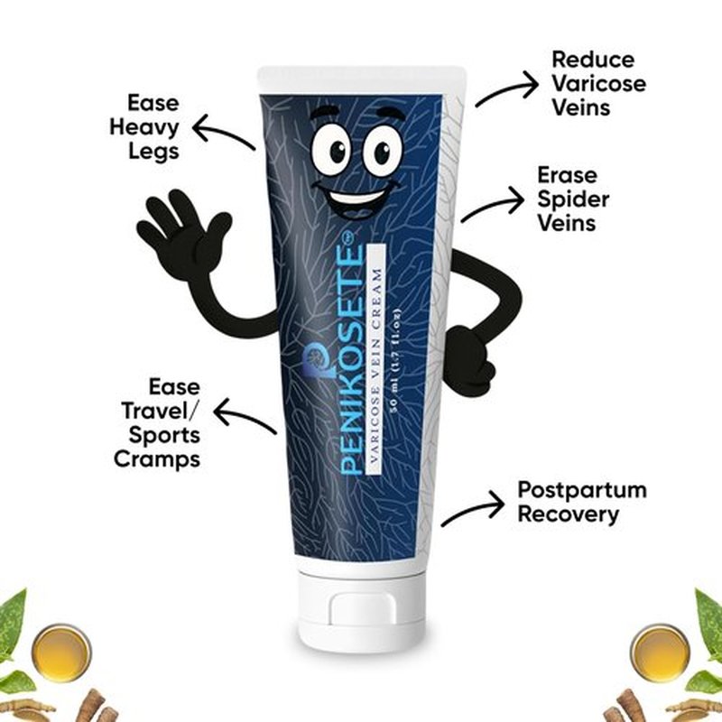 PENIKOSETE Varicose & Spider Vein Cream for Men & Women | Ayurvedic Ashwagandha Formula for Smooth, Revitalized Legs | Natural, Non-Sticky for Tired, Swollen, Restless-Looking Legs