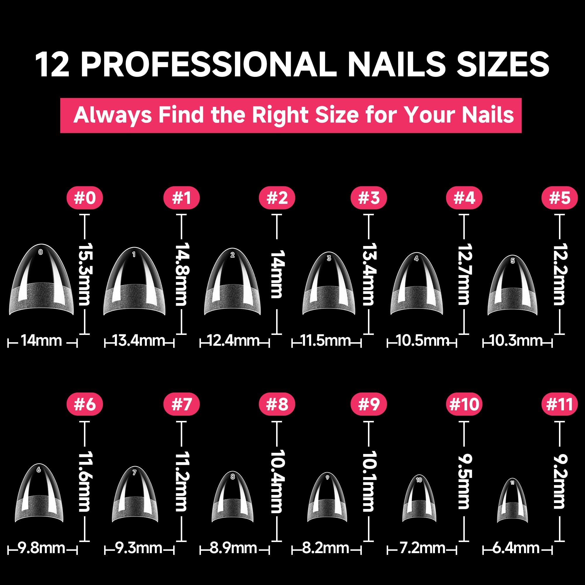 UNA GELLA Short Almond Gel Nail Tips: 504PCS Acylic Nail Tips Almond Shape Extra Short Pre Etched Half Cover 12sizes Salon Quality Soft Press On Nails DIY for Home Nails Extension