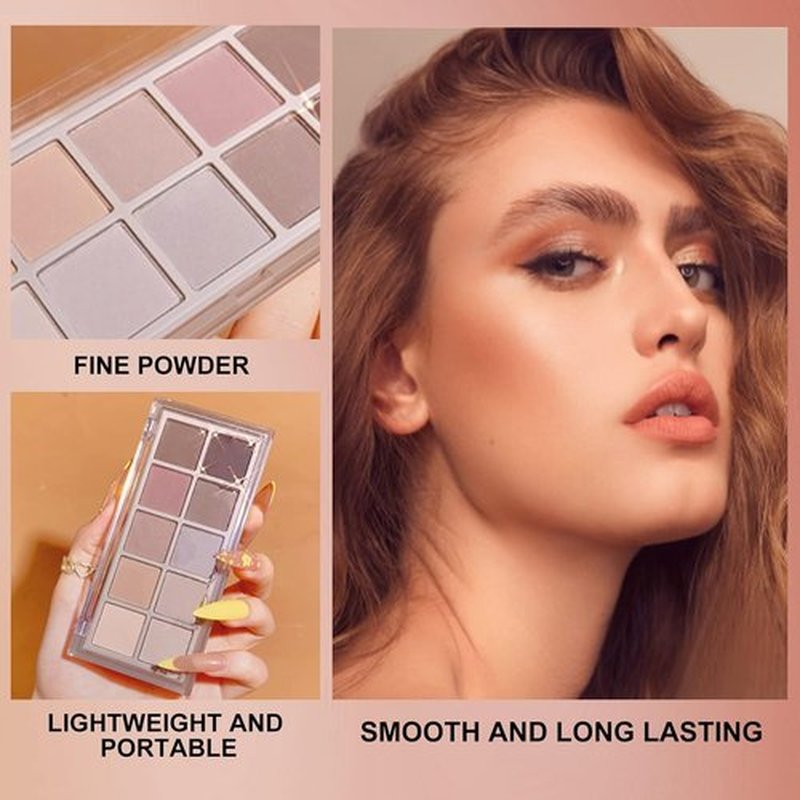 Erinde Matte Eyeshadow Palette - 10 Ultra-Blendable Shades for Natural Looks | Taupe Brown & Grey