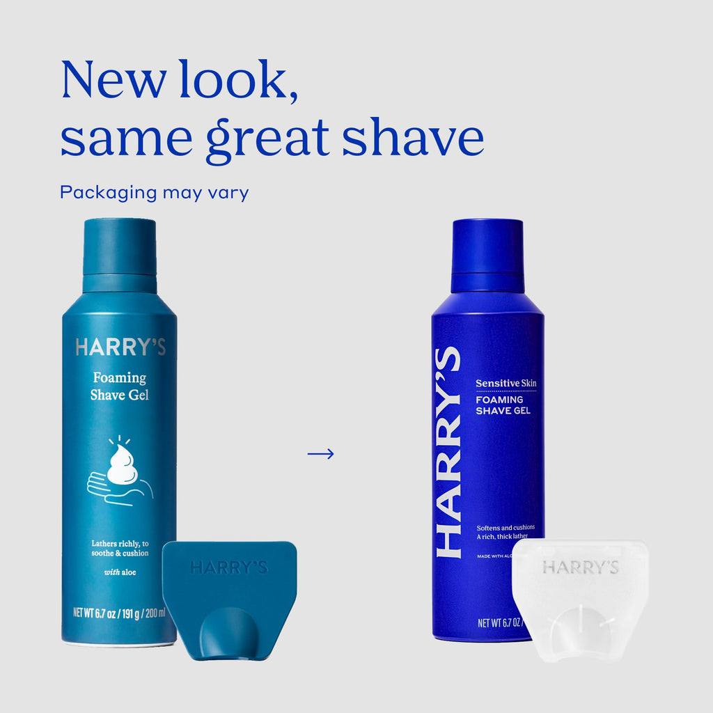 Harry's Original Shaving Kit for Men - Razor Handle, 3 Razor Blade Refills, Foaming Shave Gel, and Travel Blade Cover - German Engineered - Ember