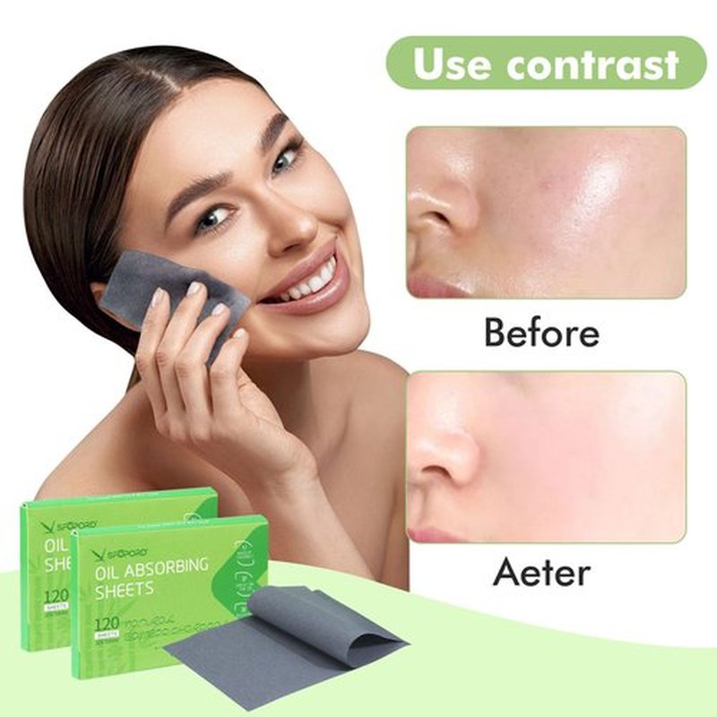 Oil Absorbing Sheets with Bamboo Charcoal - 6 Pack (720 sheets) Oil Blotting Sheets For Face, 20% More Makeup Friendly High-performance Handy Face Blotting Paper for Oily Skin