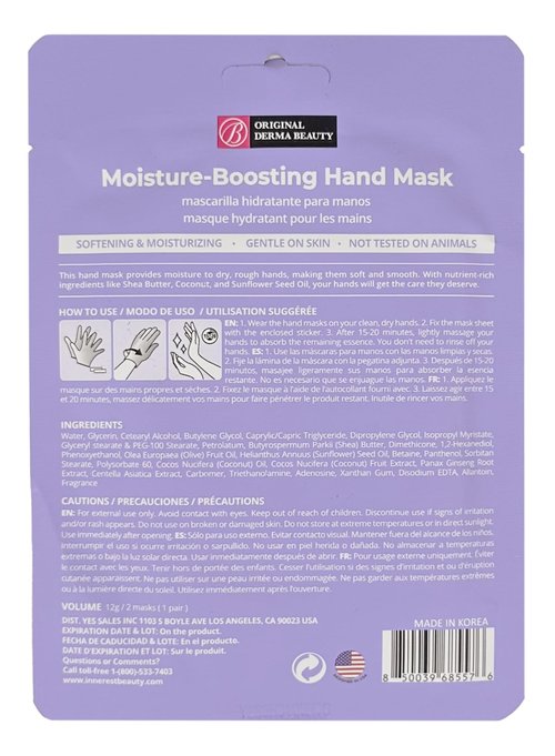 Innerest Original Derma Beauty Hand Mask 6 Pairs Moisture-Shea Butter + Avocado Hand Moisturizing Hand Care (Assort #2) Nail Care Essential, Soothing Gloves, Repair Gloves, Intense Hydration