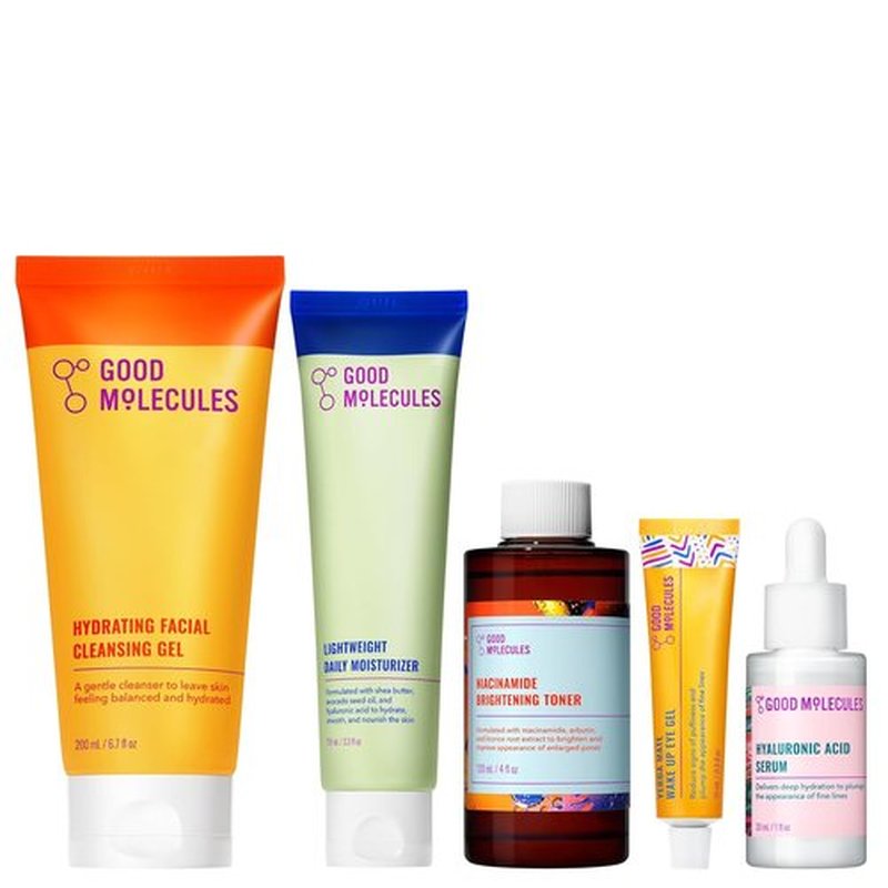 Good Molecules Daily Skincare Routine Set - Hydrating Cleanser, Niacinamide Toner & More | 5 Essential Pieces