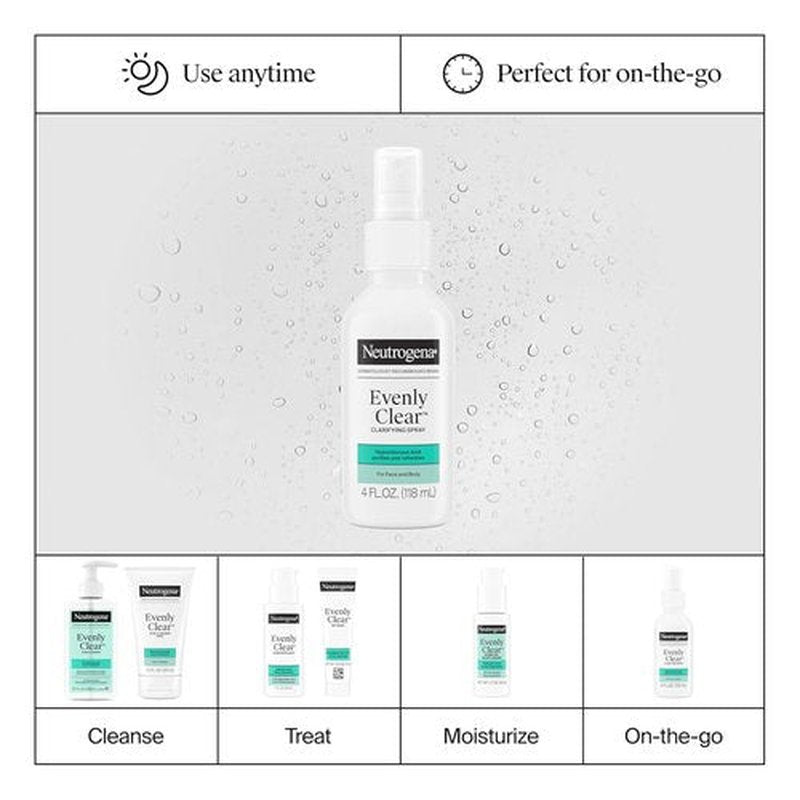 Neutrogena Evenly Clear Hypochlorous Acid Spray - Purifying Face & Body Mist for Acne-Prone Skin | 4 fl. oz