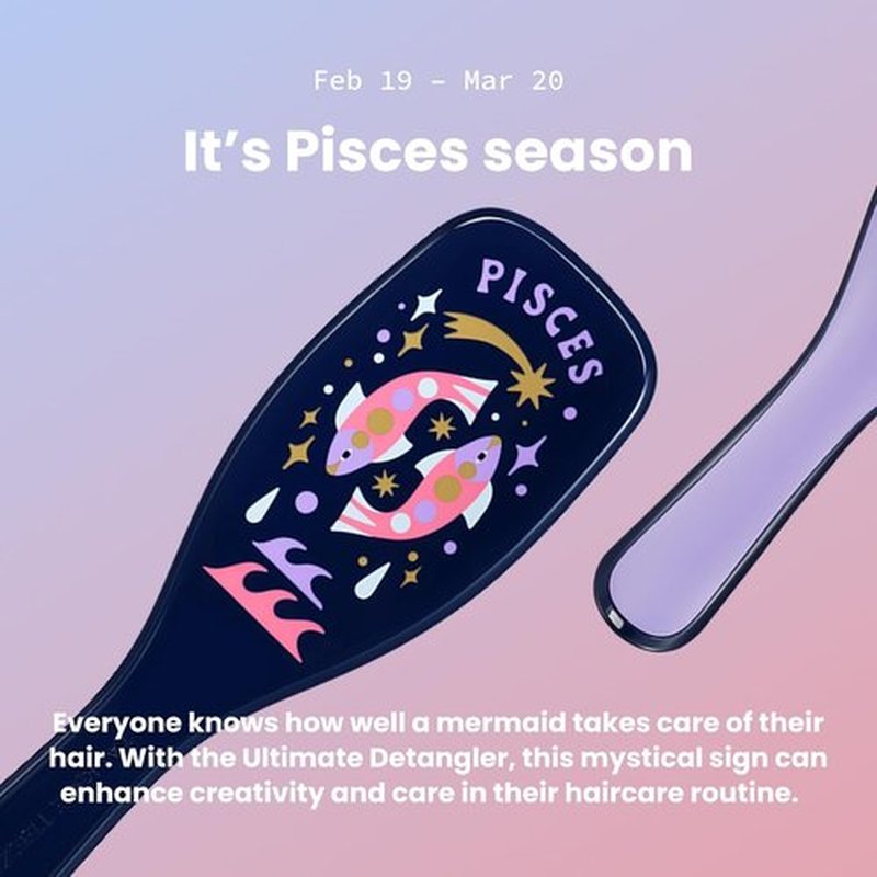 Tangle Teezer Zodiac Ultimate Detangler Hairbrush - Eliminates Knots & Reduces Breakage | Pisces Design
