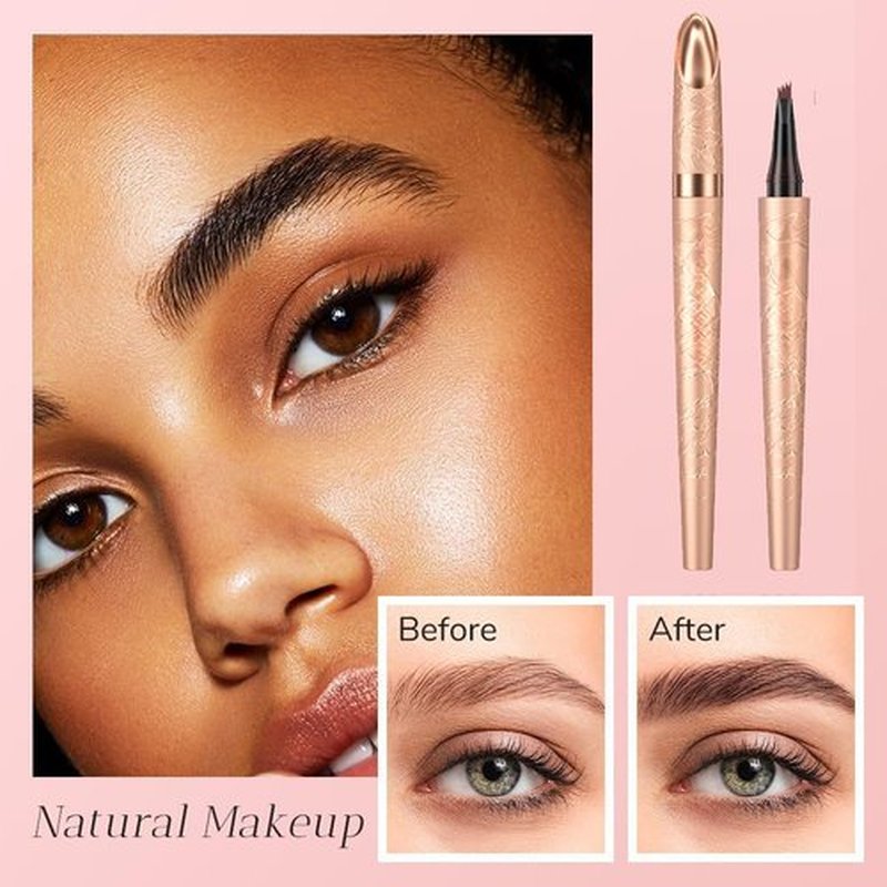 Skiennix Waterproof Eyebrow Pen - 2025 Microblading Pencil with Fine 4-Fork Tip | Dark Brown, Long-Lasting Natural Finish