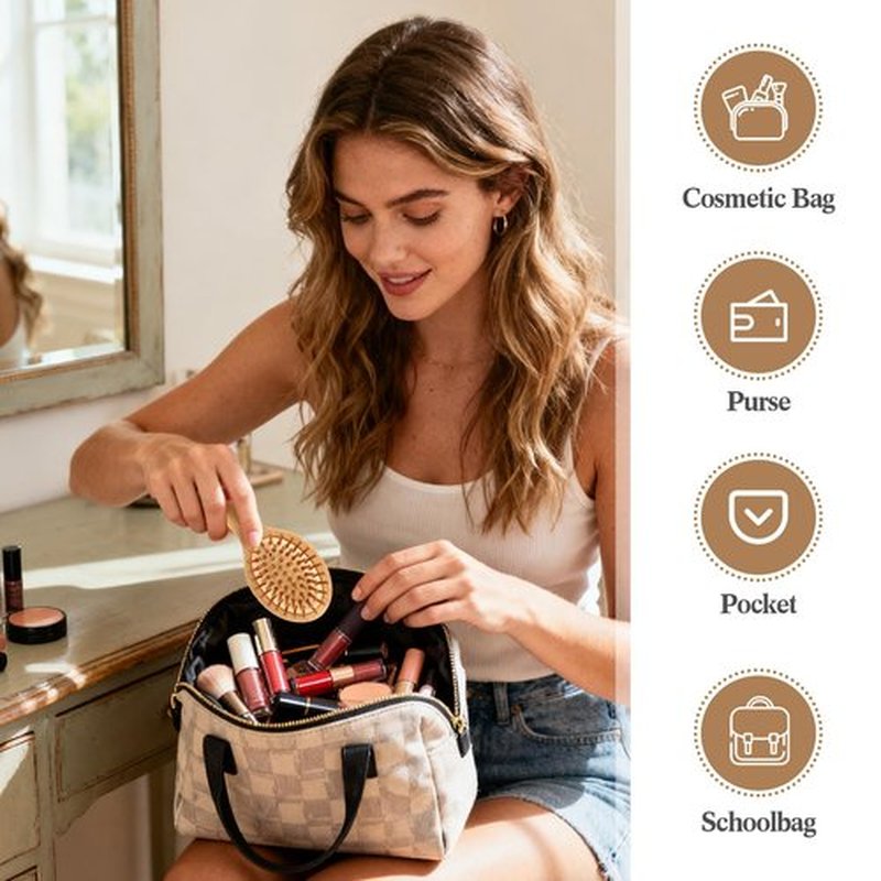 FoldTier 6 Pack Mini Bamboo Hair Brush Bulk Pocket Travel Small Hairbrush Massage Scalp Detangling Brush for Valentine Gifts Bulk Bridesmaid Party Favors (Oval)