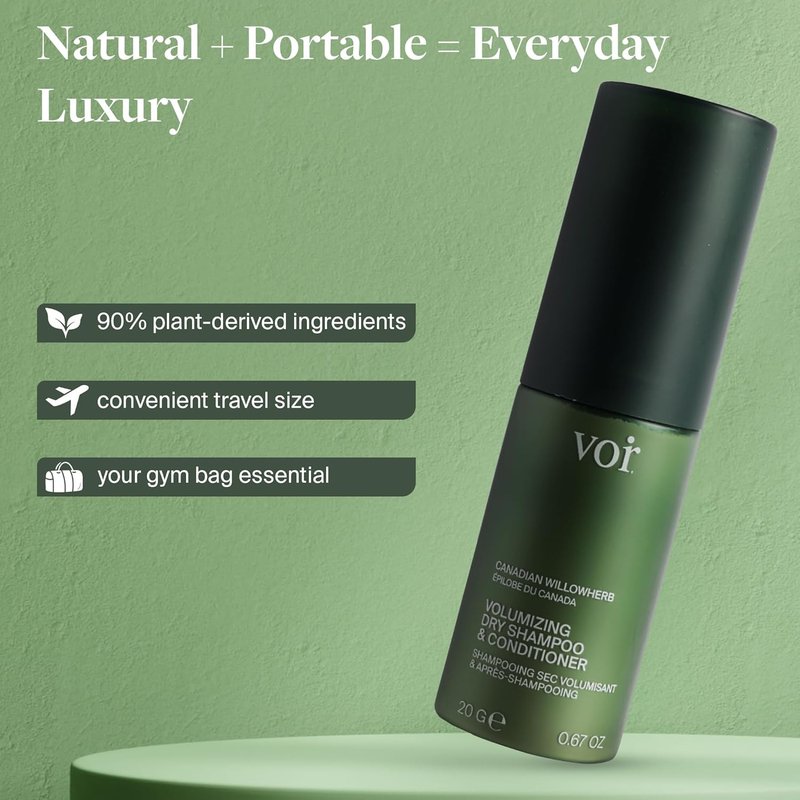 Voir Haircare Volumizing Dry Shampoo & Conditioner - Organic Powder with Willowherb & Green Tea | Travel Size 0.67 oz