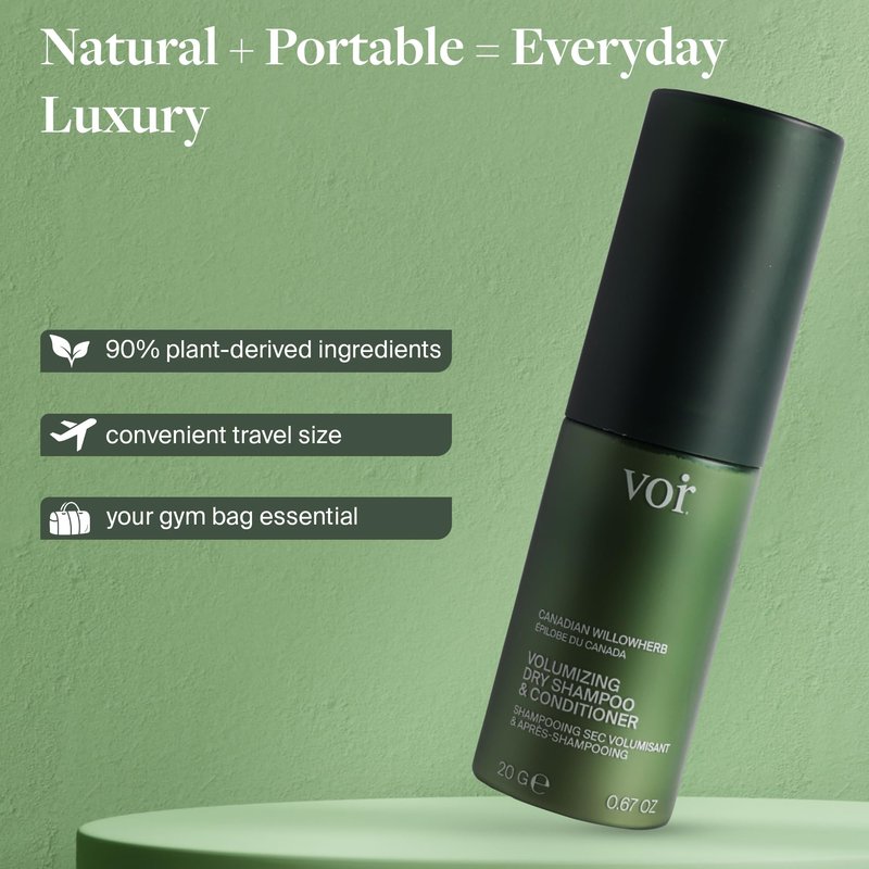Voir Haircare Volumizing Dry Shampoo & Conditioner for Women, Organic Dry Shampoo Powder with Willowherb, Green Tea Extract & Glacial Clay, Oil-Absorbing, Scalp-Soothing, Travel Size, 0.67 oz