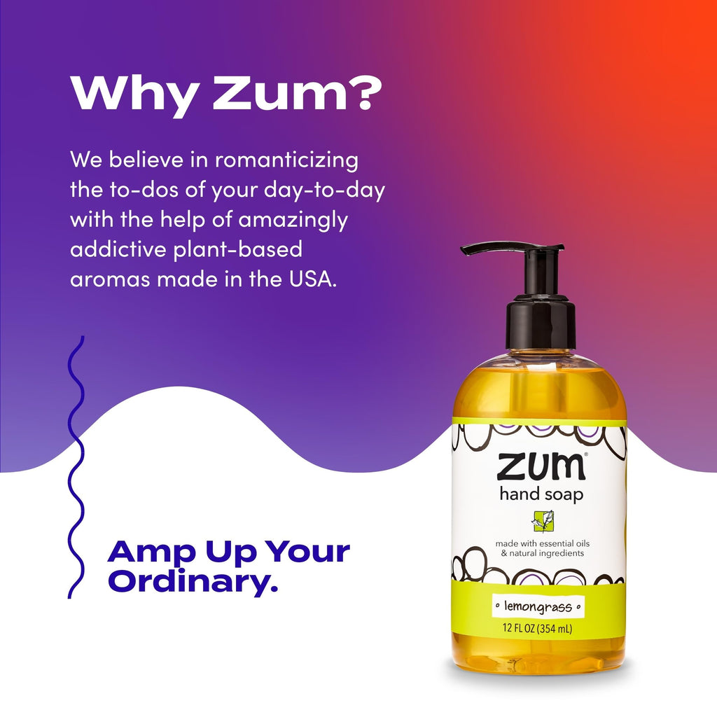 Zum Indigo Wild Hand Soap - Natural Liquid Hand Soap - for Bathroom & Kitchen - Lemongrass Scent - 12 oz (4 Pack)