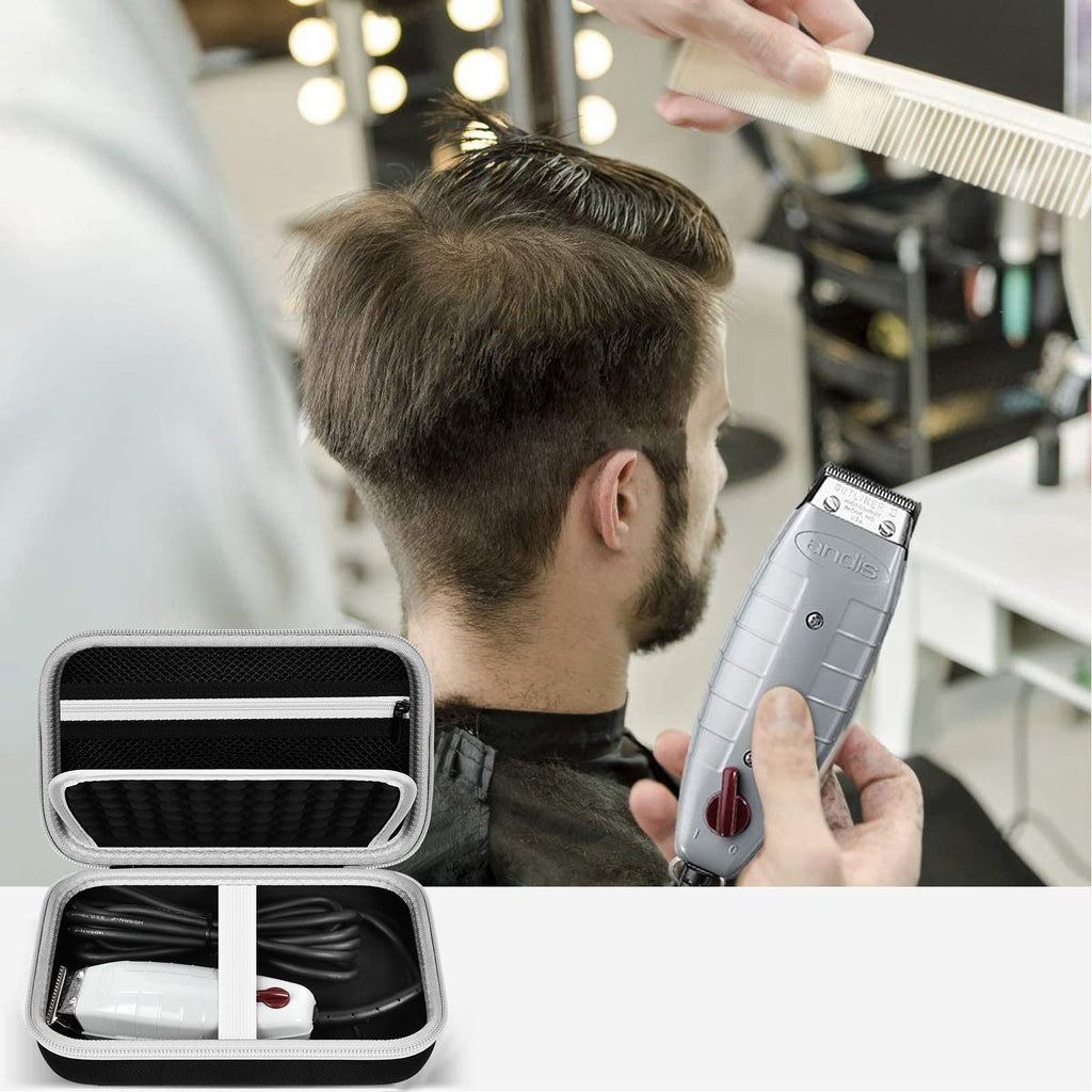 Case for Andis Professional T-Outliner Beard & Hair Trimmer, Model GTO 04780/04710/04603/04775, with Mesh Pocket for Attachment Set - Bag Only (Black+Black Inner)
