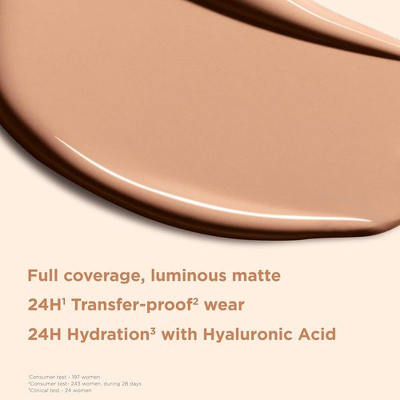 Clarins Skin Illusion Foundation - Longwear Full Coverage with Luminous Matte Finish | 24H Hydration & Hold | 1 Fl Oz