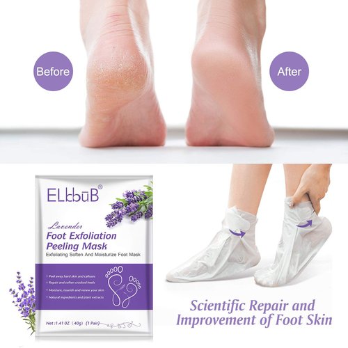 Foot Peel Mask - 5 Pack Foot Mask for Dry Dead Skin, Callus, Repair Rough Heels - Make Your Feet Baby Soft Get Smooth Silky Skin - Lavender