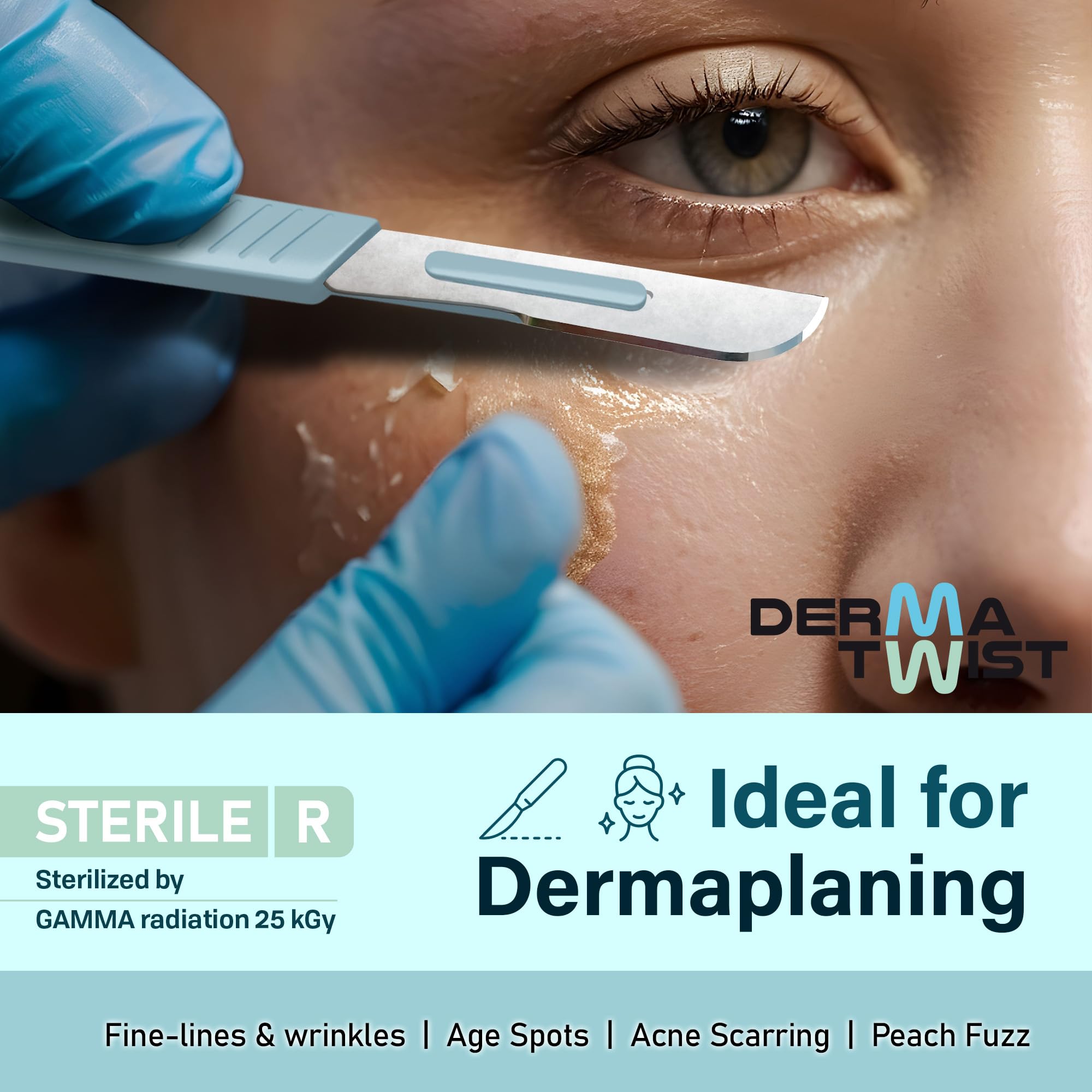 DermaTwist 14R Blades Dermaplaning 100-Pack Sterile Dermaplaning Razors for Women Face – 14R Dermaplane Blades for face