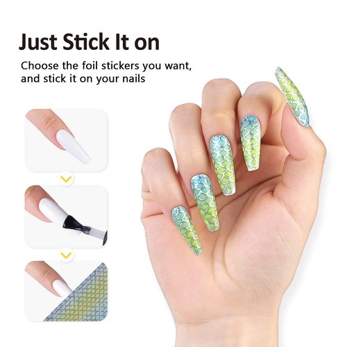 BURANO Nail Foil Glue Gel, 15ML 2 Bottles with 100PCS Foil Sticker Nails Foils Adhesive and Rubber Nail Push Pen for Designer Transfer Gel Polish
