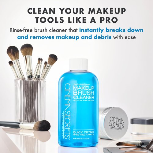 Cinema Secrets Makeup Brush Cleaner - Professional Quick-Drying Formula | 8oz & 6oz Spray Bottles
