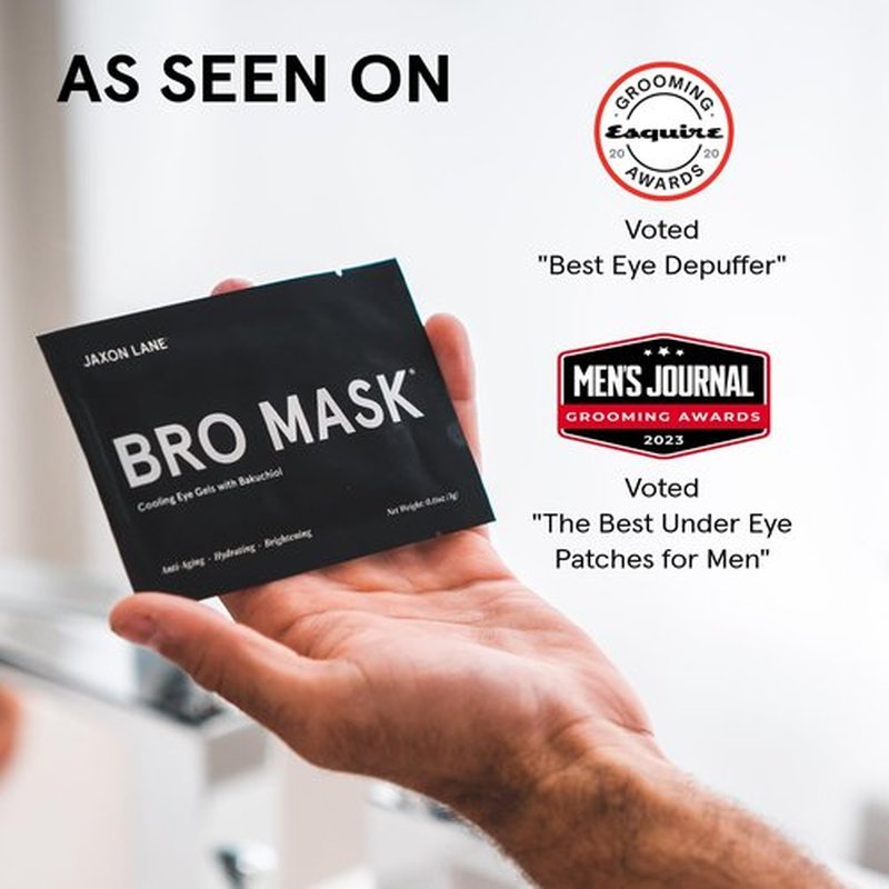 JAXON LANE BRO MASK Under Eye Patches for Men with Hydrogel (6 x 1 pack) - Anti-Aging Korean Eye Masks for Dark Circles and Puffiness- Puffy Under Eye Treatment - Perfect Skin Care for Men