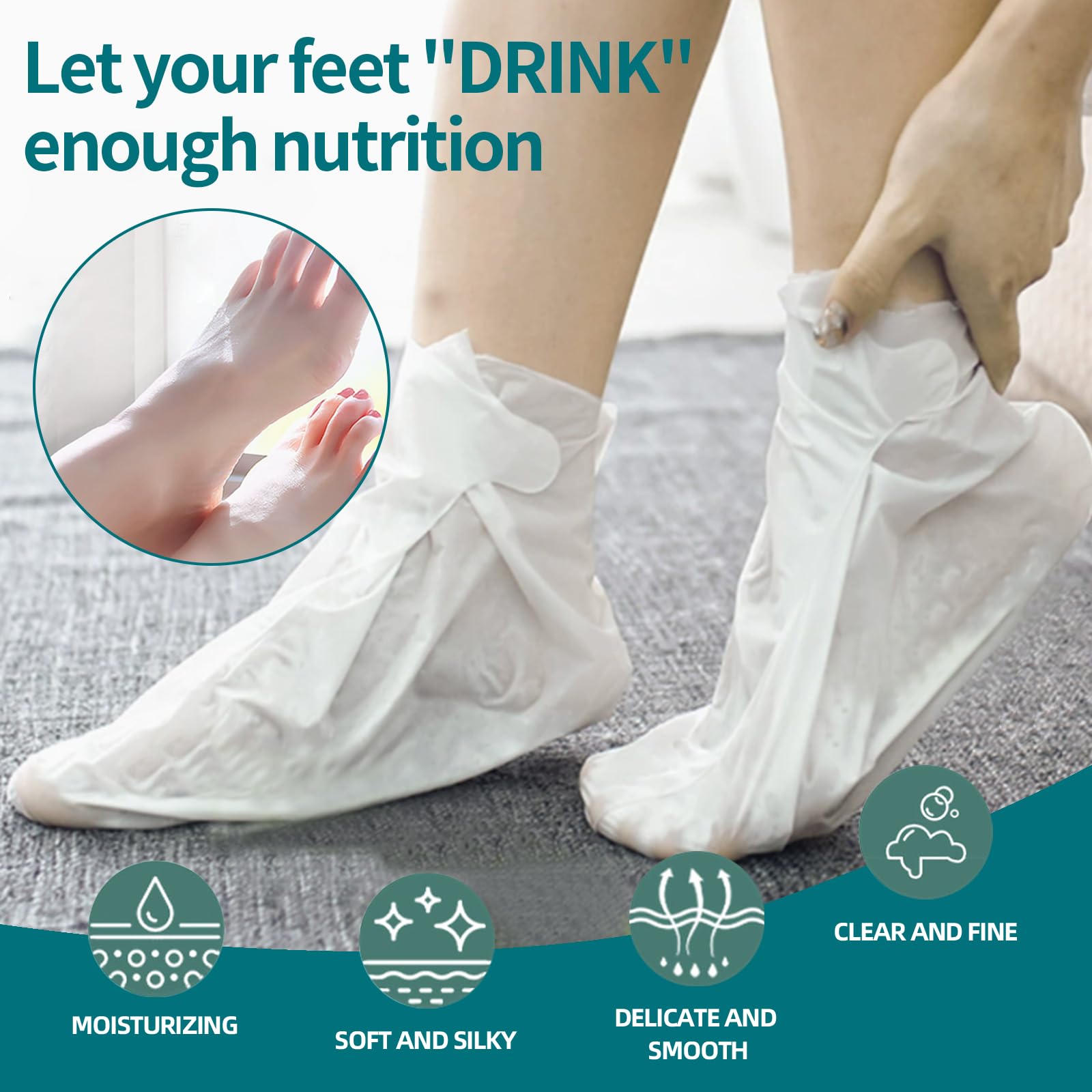 5 Pack Moisturizing Foot Mask,Hydrating Foot Masks for Dry Cracked Feet,Moisturizing Socks Dry Skin Moisturizer for Soft and Smooth Touch Feet,Foot Care Spa Gifts for Women Men Fathers Day Gift