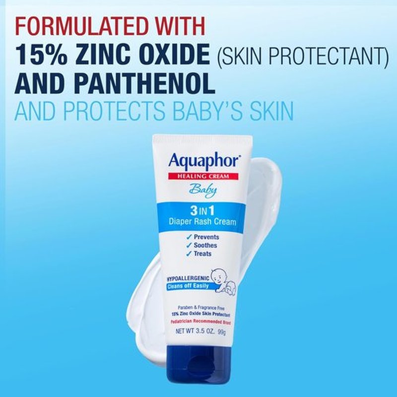 Aquaphor Baby Diaper Rash Cream - 3-in-1 Relief for Diaper Rash | 3.5 Oz Tube (Pack of 3)