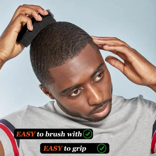 Soft Wave Brush for Men 360 - LexRory Curved Boar Brushes for Wavy Hair Brushing, Palm Wood Handle with Soft Boar Bristles for Wavers (Red)