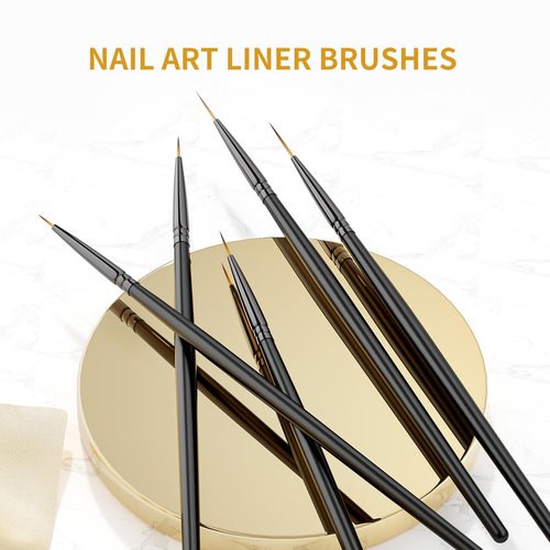 ShynyShy Nail Art Brushes for Nail Art, Liner Brush, Nail Brush Set, Ultra Fine Nail Art Brush Set, 5 PCS Nails Design Tools, Detailed/Dot Plotting Tools 0.23/0.35/0.47/0.71/0.94inch (Black)