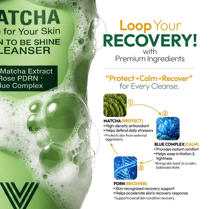 VELVENTE Matcha Gentle Deep Pore Cleansing Facial Cleanser, Low-pH Face Wash for Pore Refining, Rose PDRN Hydrating Daily Facial Wash Redness & Sensitive Skin Friendly, Korean Skincare(5.07 fl.oz.)
