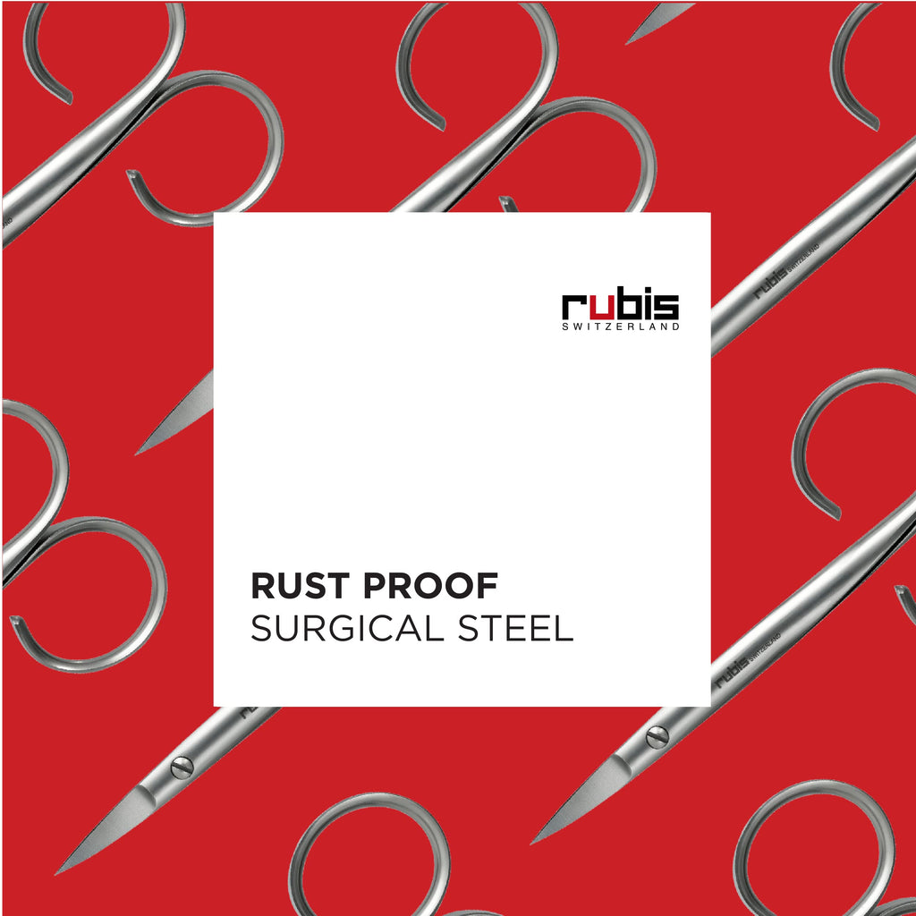 Rubis Sauro Stainless Steel Nail Scissors for Precise Toenails, 1F007, Made in Switzerland, Silver
