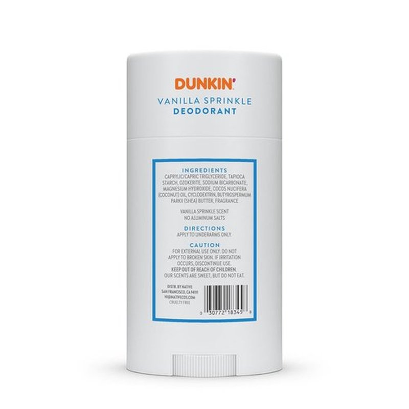 Native Deodorant - Limited Dunkin Donuts Edition | Aluminum-Free, Probiotic Formula | Vanilla Sprinkle 2.65oz