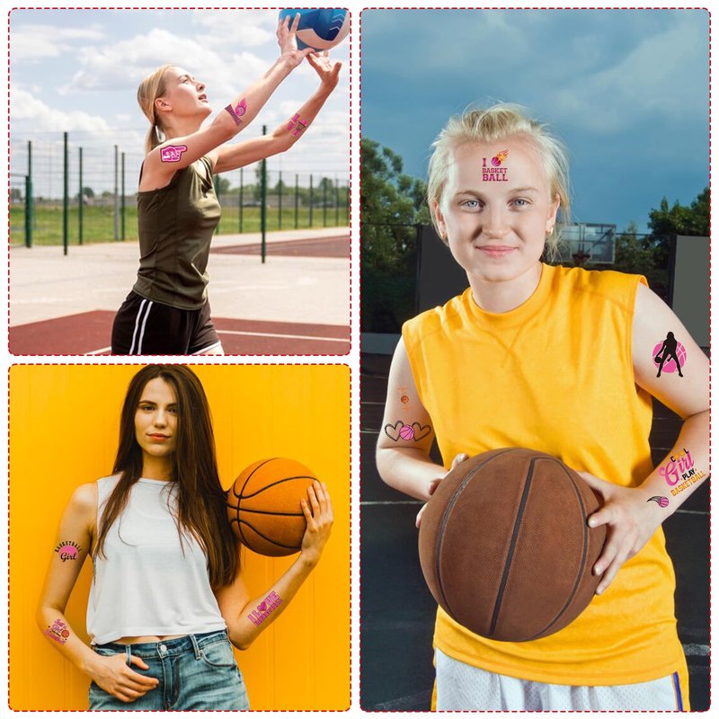 Yoyuspy Basketball Temporary Tattoos for Girls - 200+ Basketball Party Favors Supplies Team Sport Themed Tattoo Stickers for Girls Women Sport Themed Birthday Party Decorations Classroom Prizes