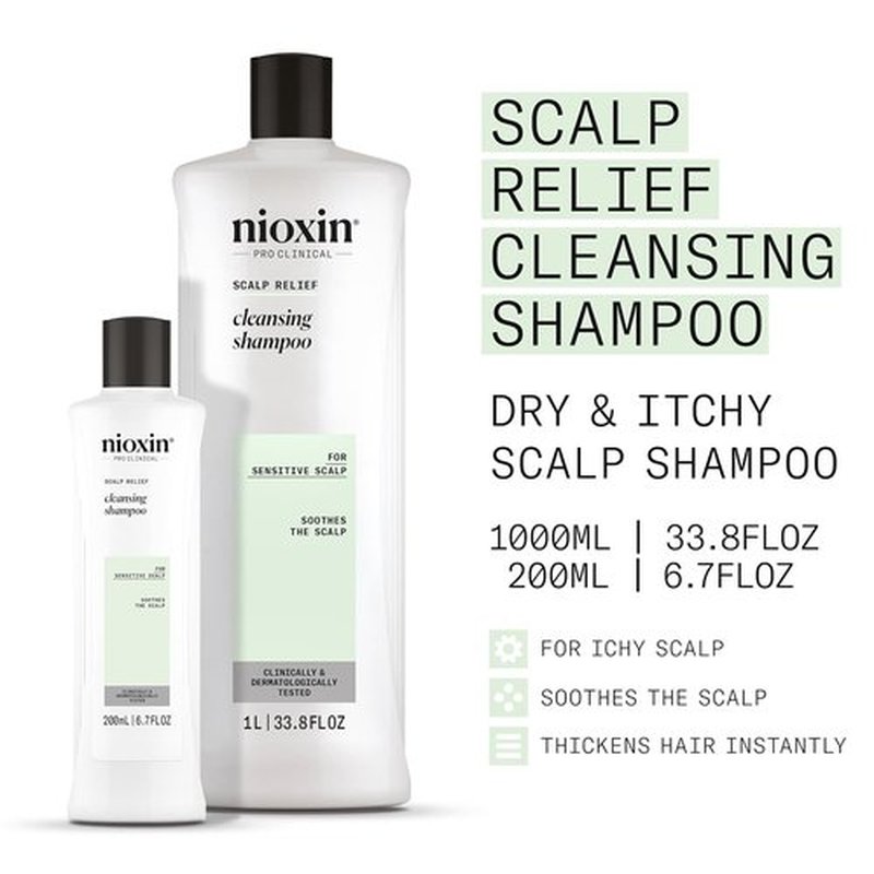 Nioxin Scalp Relief Cleansing Shampoo - Soothes & Hydrates Sensitive, Dry, Itchy Scalp | Aloe Vera & Vitamin E