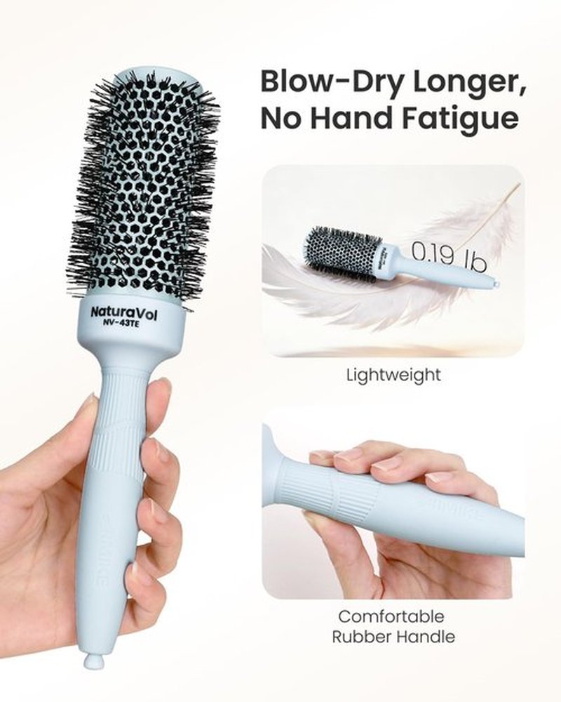 AIMIKE NaturaVol Round Brush for Blow Out,Nano Thermal Ceramic-Coated Round Hair Brush for Fine Hair,Fast Blow Dry for Smooth Salon-Style Finish at Home,Adds Volume,Teal (1.7"Barrel,2.5"with Bristles)