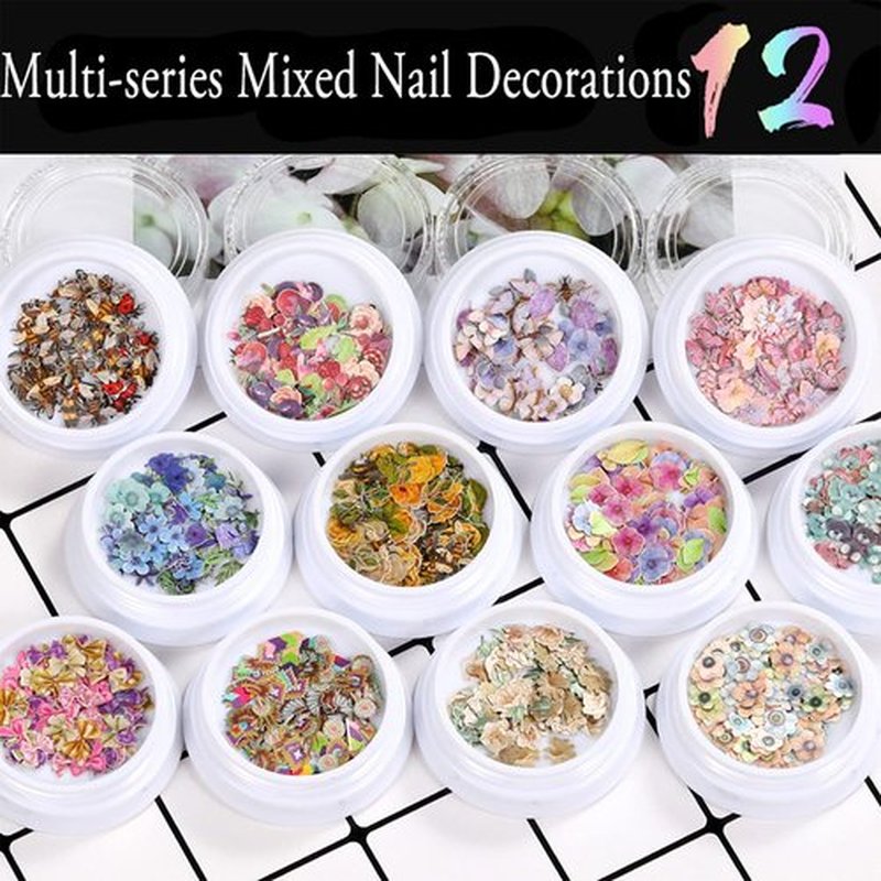 BELICEY 300Pcs 3D Wood Pulp Flower Nail Art Charm Butterfly Nails Art Flower Nail Charms Clear Bow Butterfly Nailfor Nail Art Decoration & DIY Crafting Design