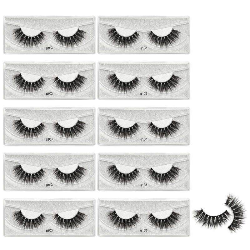 →VAYATOR 10 Pairs Wholesale Natural Mink Eyelashes 3D Mink Lashes Long Thick False Eyelashes High Volume Eye lashes Hand made Makeup Eyelash Soft (S-103)