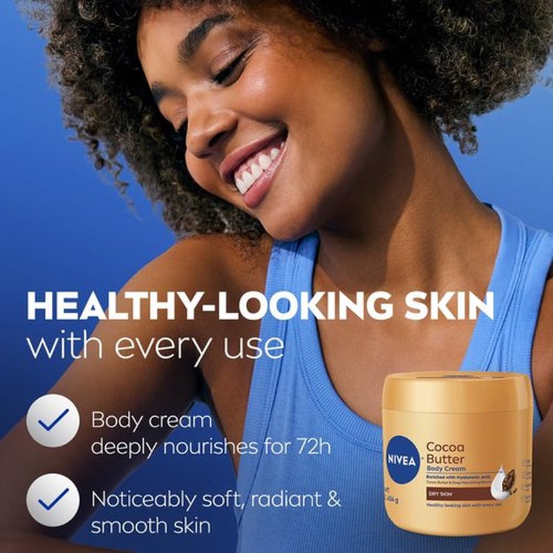 NIVEA Cocoa Butter Body Cream - Deep Nourishing Serum for Dry Skin | 16 Ounce Jar