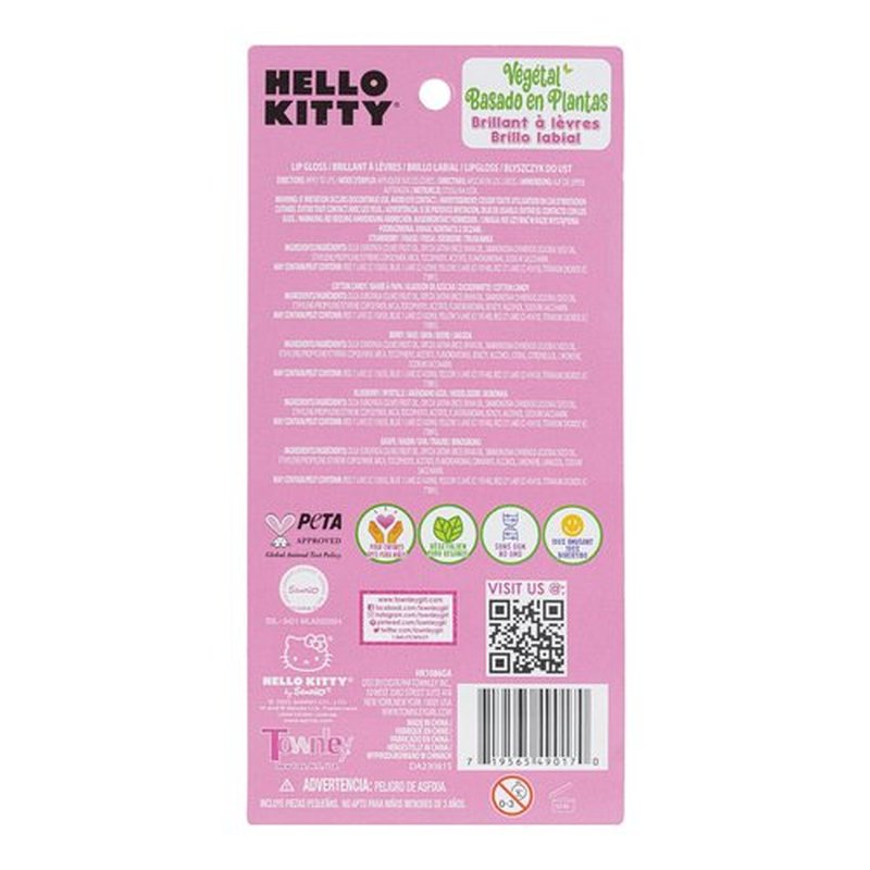 Hello Kitty 5 Pc Plant Based, Moisturizing Lip Gloss Makeup Set for Girls Kids Toddlers, Perfect for Parties Sleepovers Makeovers Birthday Gift for Girls 3 Yrs+ by Townley Girl