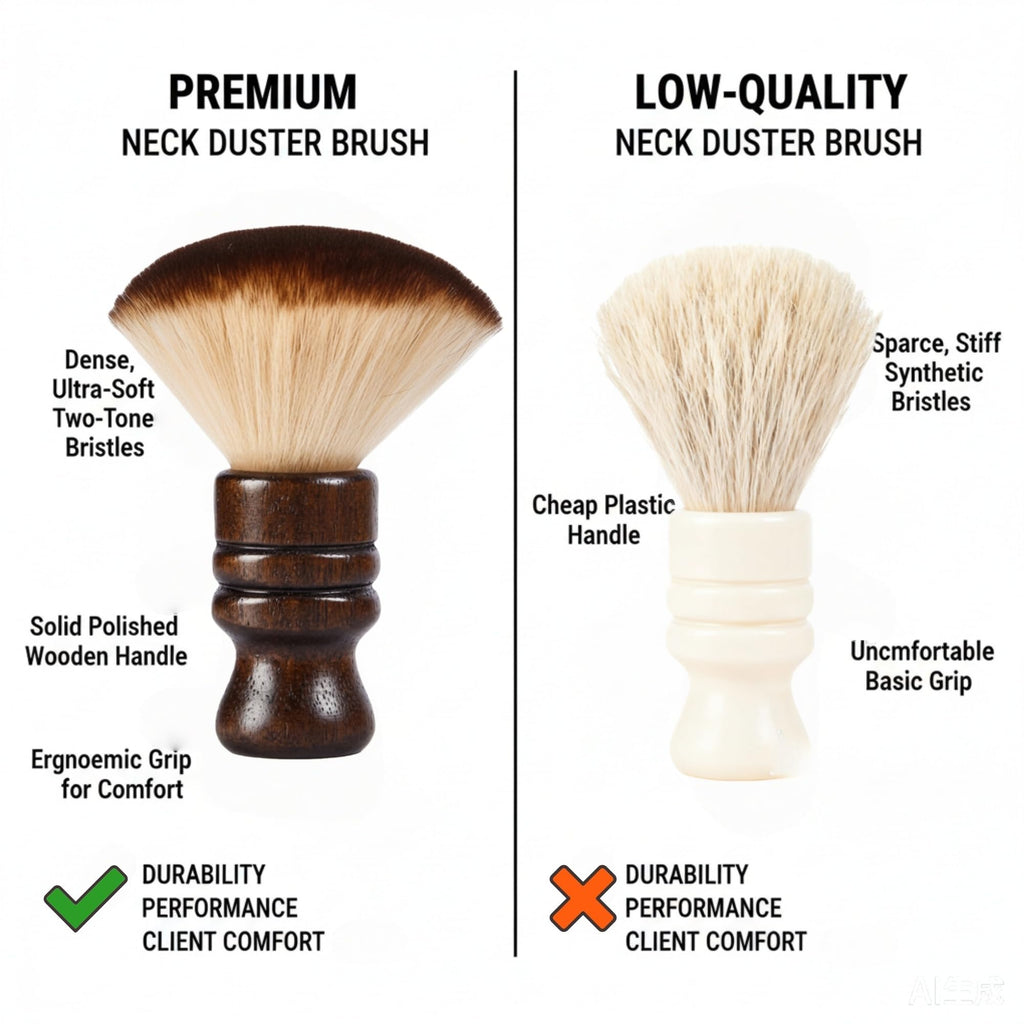 Professional Barber Neck Duster Brush with Soft Dense Bristles & Wooden Handle – Gentle on Skin, Easy to Clean – Ideal for Haircut, Shaving, Barbershop & Home Grooming
