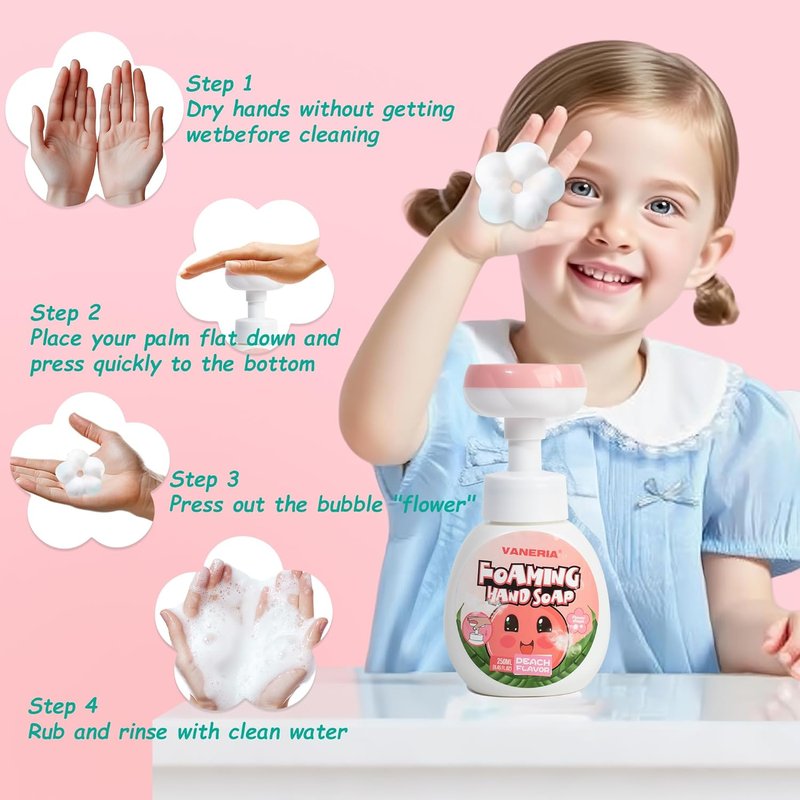 VANERIA Kids Foaming Hand Soap - Moisturizing & Gentle Formula for Sensitive Skin | 250ml/8.45 Fl Oz