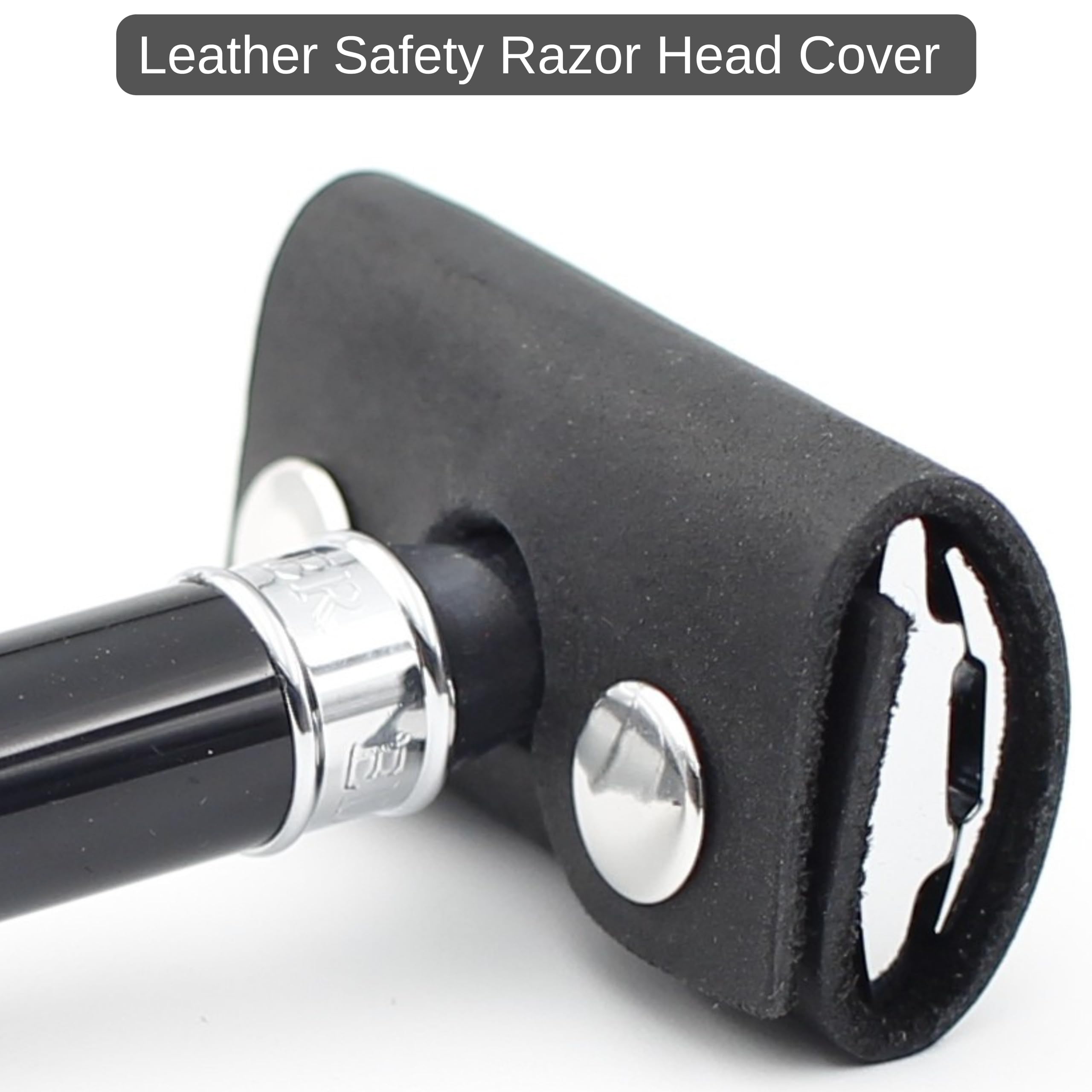 Toprank Leather Safety Razor Case – Genuine Leather Razor Cover for Travel, Fits Most Double Edge Safety Razors, Blade Protector, Snap Closure (Black, 2-Pack)