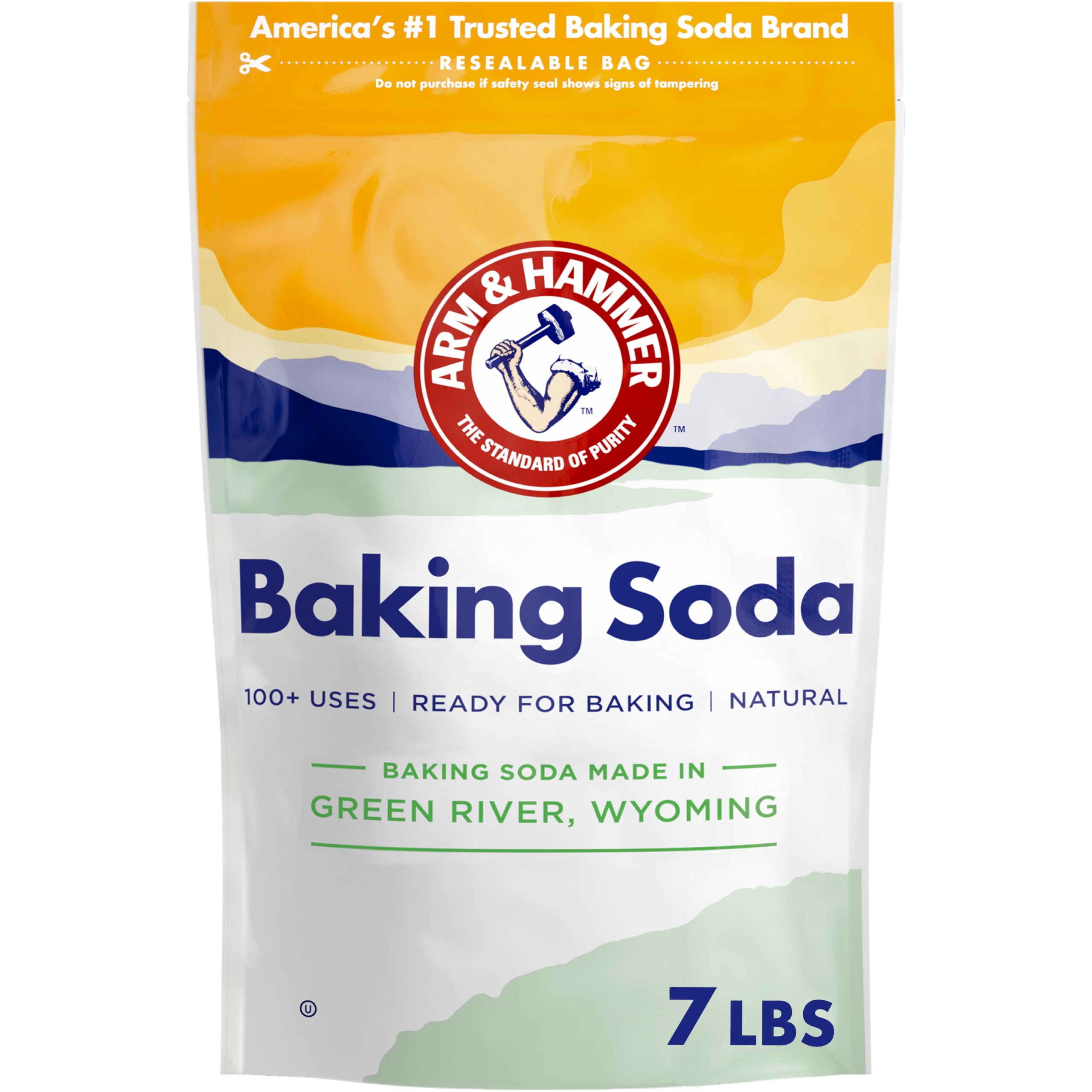 ARM & HAMMER Baking Soda, Multi-Purpose 100% Pure Sodium Bicarbonate Powder for Cooking, Baking, Cleaning, Laundry, Deodorizing, DIY & More, 7 Lbs