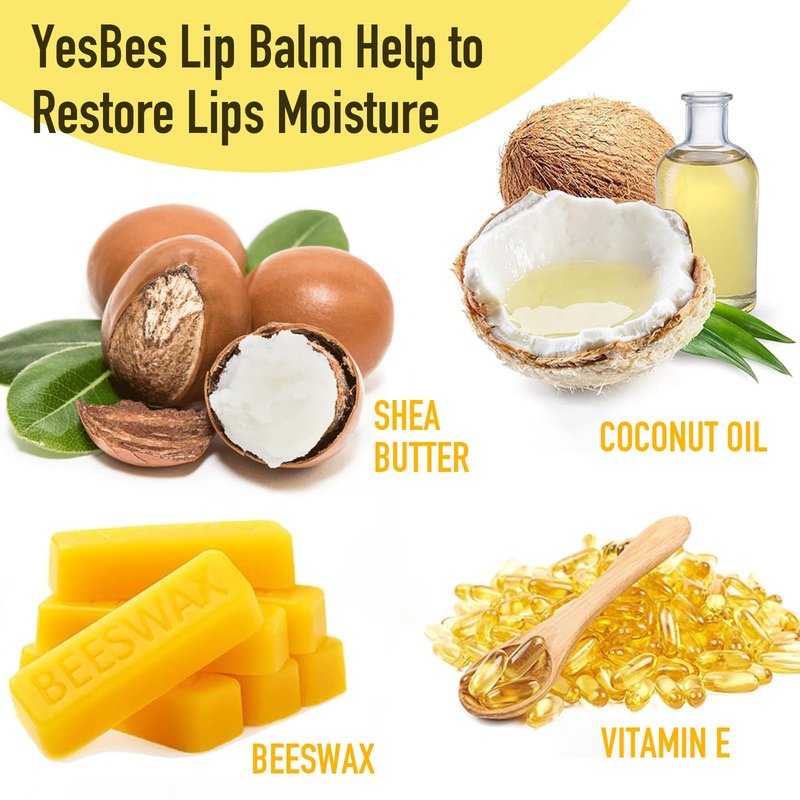 YesBes 64 Pack Lip Balm, Natural Lip Balm Bulk with Vitamin E and Coconut Oil, Moisturizing Lip Balms for Dry Cracked Lips, Lip Balms for Valentines Gifts Stocking Stuffers - 8 Flavors