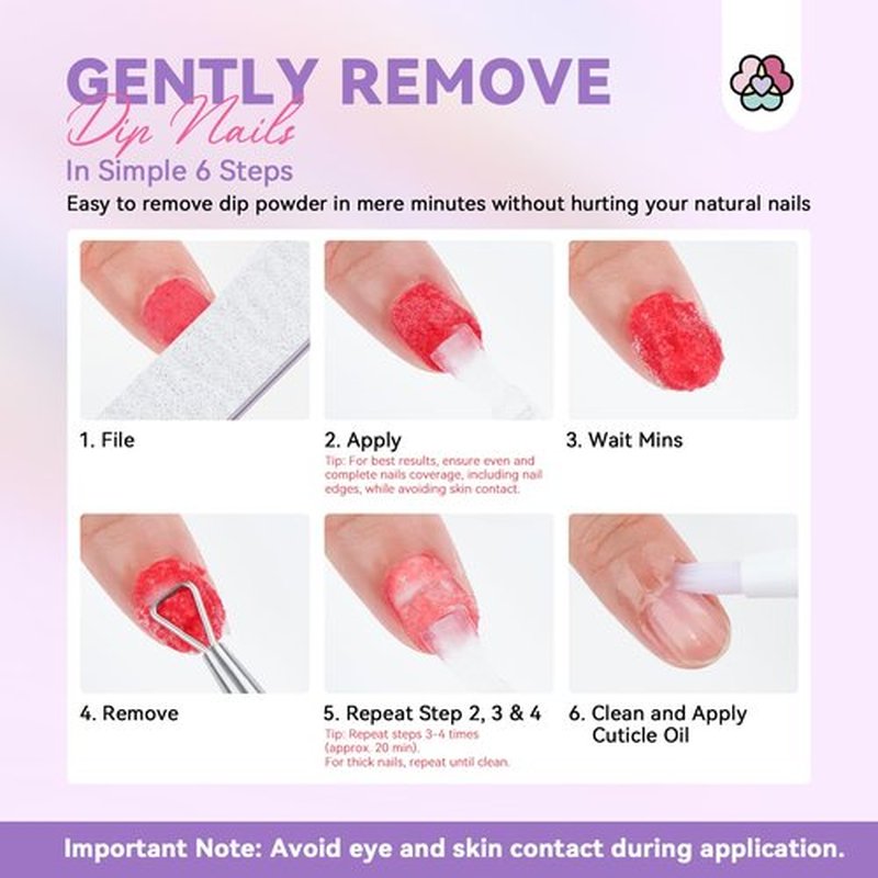 SAVILAND Dip Powder Remover 2 Pcs: Professional Dip Nail Remover Kit Gentle & Safe Remove Dip Nails With Cuticle Oil Nail File Tools No Need Soaking Or Wrapping 0.5 Floz Home Use