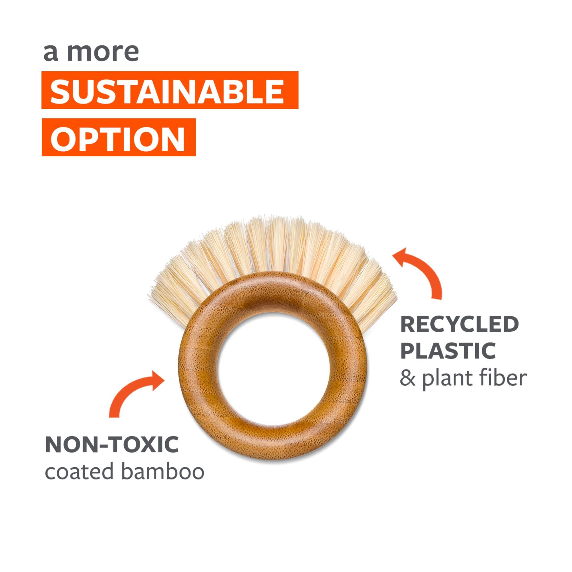 Full Circle The Ring Bamboo Produce Scrub Brush - BPA-Free Vegetable & Fruit Cleaner - Removes Dirt from Potatoes, Mushrooms & Root Vegetables