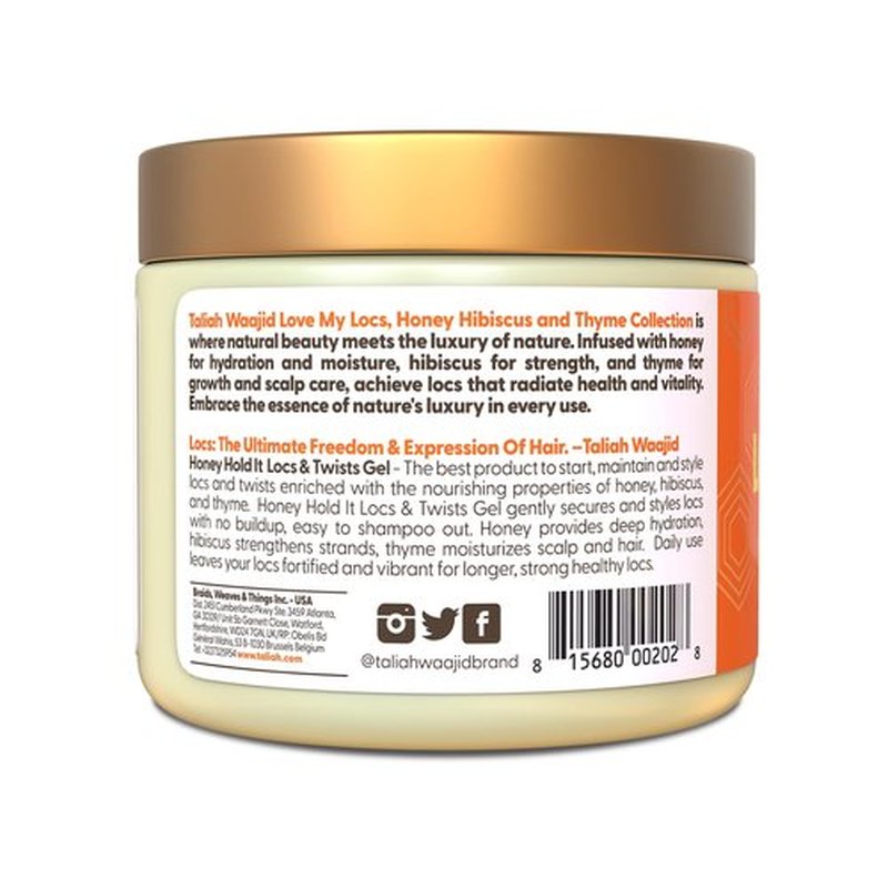 Taliah Waajid Love My Locs Honey Hold It Locs & Twists Gel - Hair Styling Gel for Textured Hair, 16oz - Infused with Honey, Hibiscus, and Thyme for Healthy Locs